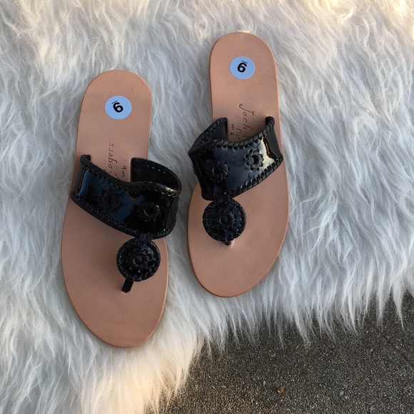 Jack Rogers Black Patent Leather Boating Sandals - Picture 2 of 7